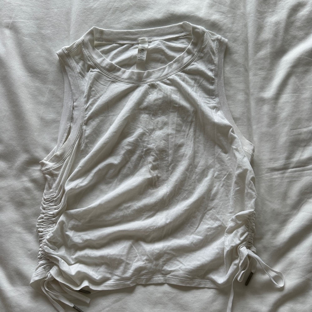 Lululemon Athletica White Ruched Cut Out Tank Top
